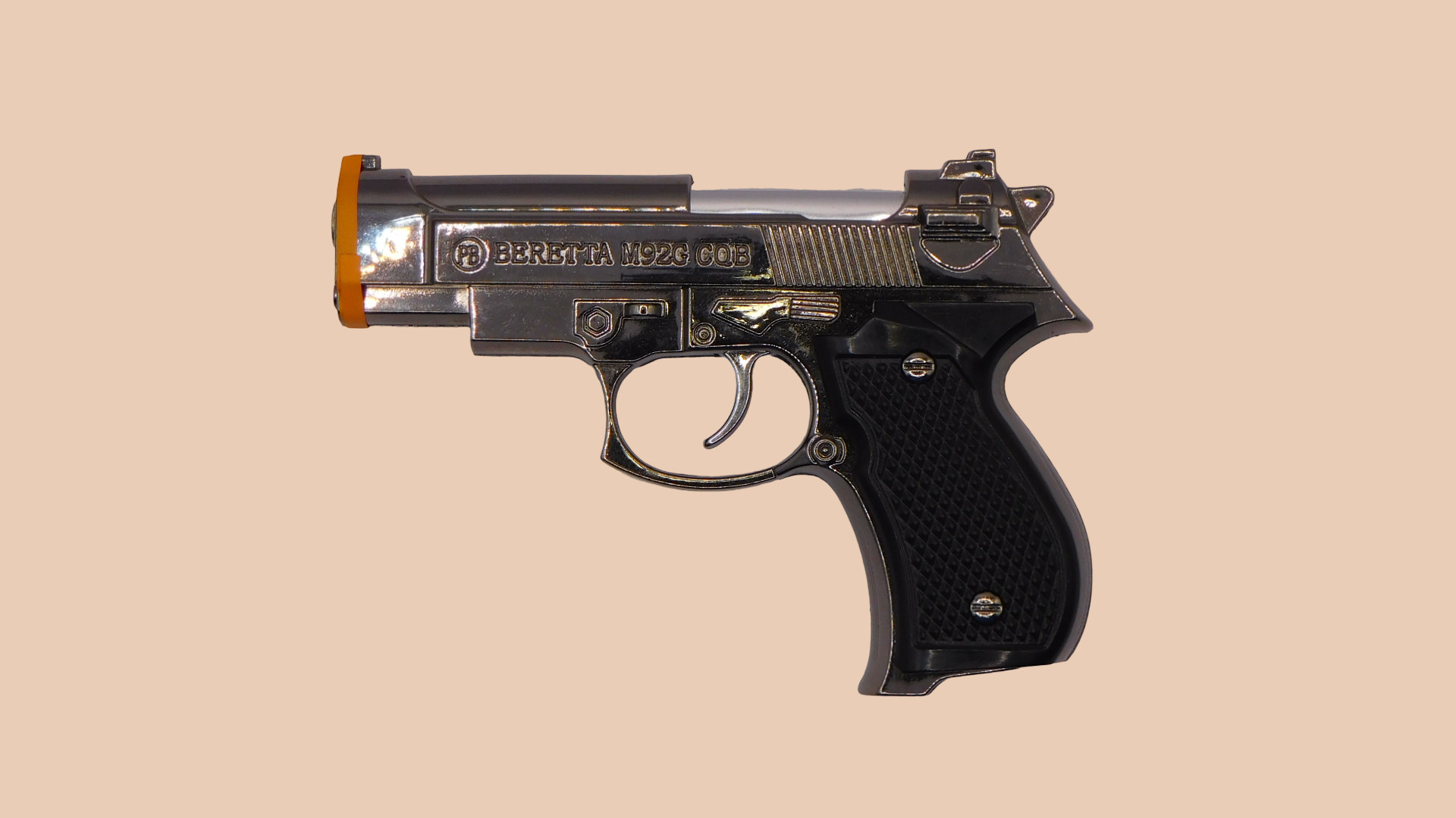 Chrome Beretta M92G CQB Shaped Novelty Pistol Gun Jet Torch Lighter USA Stocked