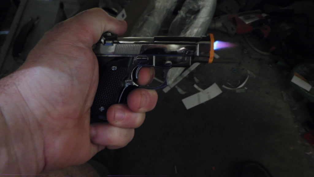 Chrome Beretta M92G CQB Shaped Novelty Pistol Gun Jet Torch Lighter USA Stocked